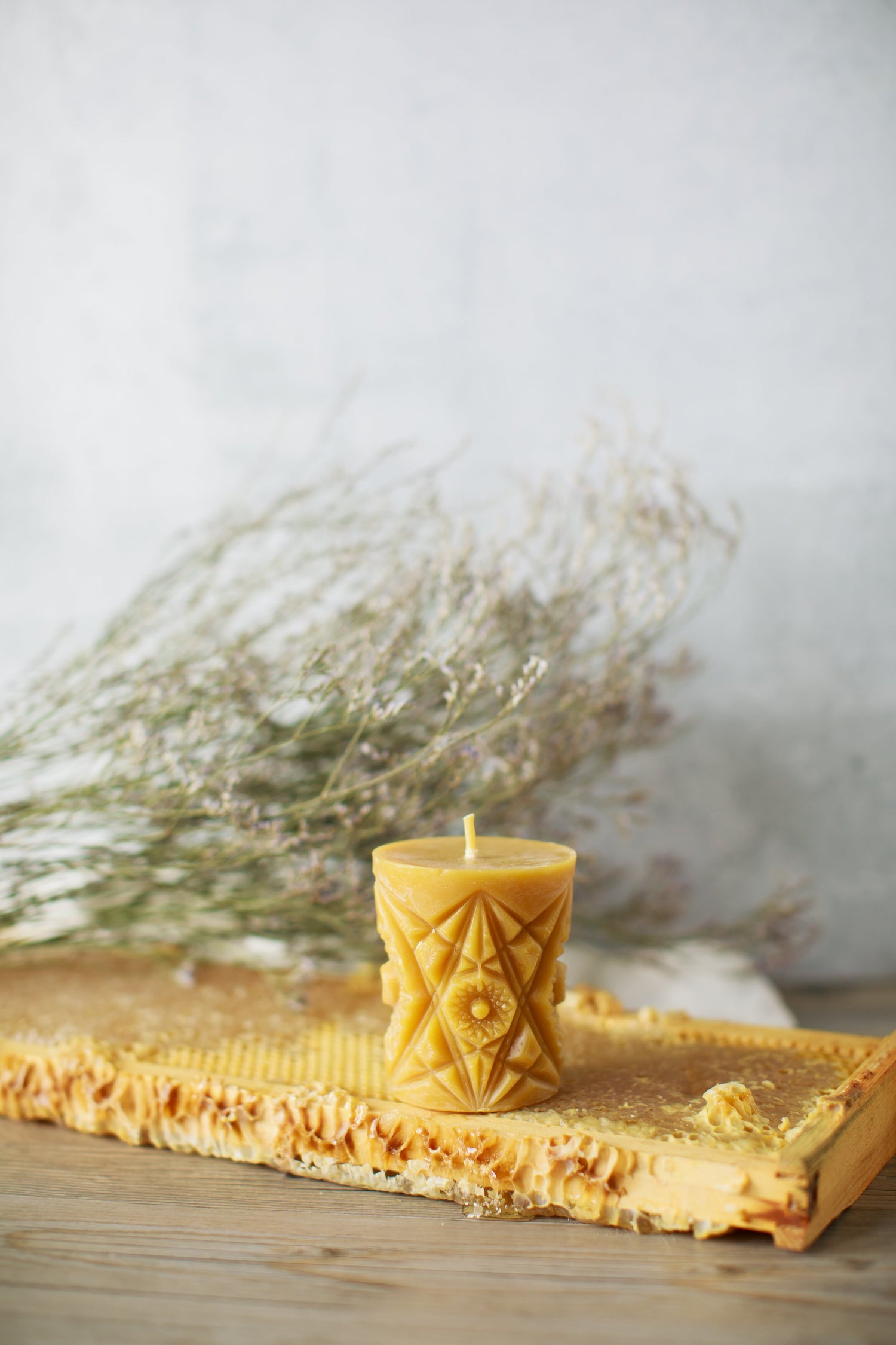 Pure Beeswax Kaleidoscope Pillar Candle