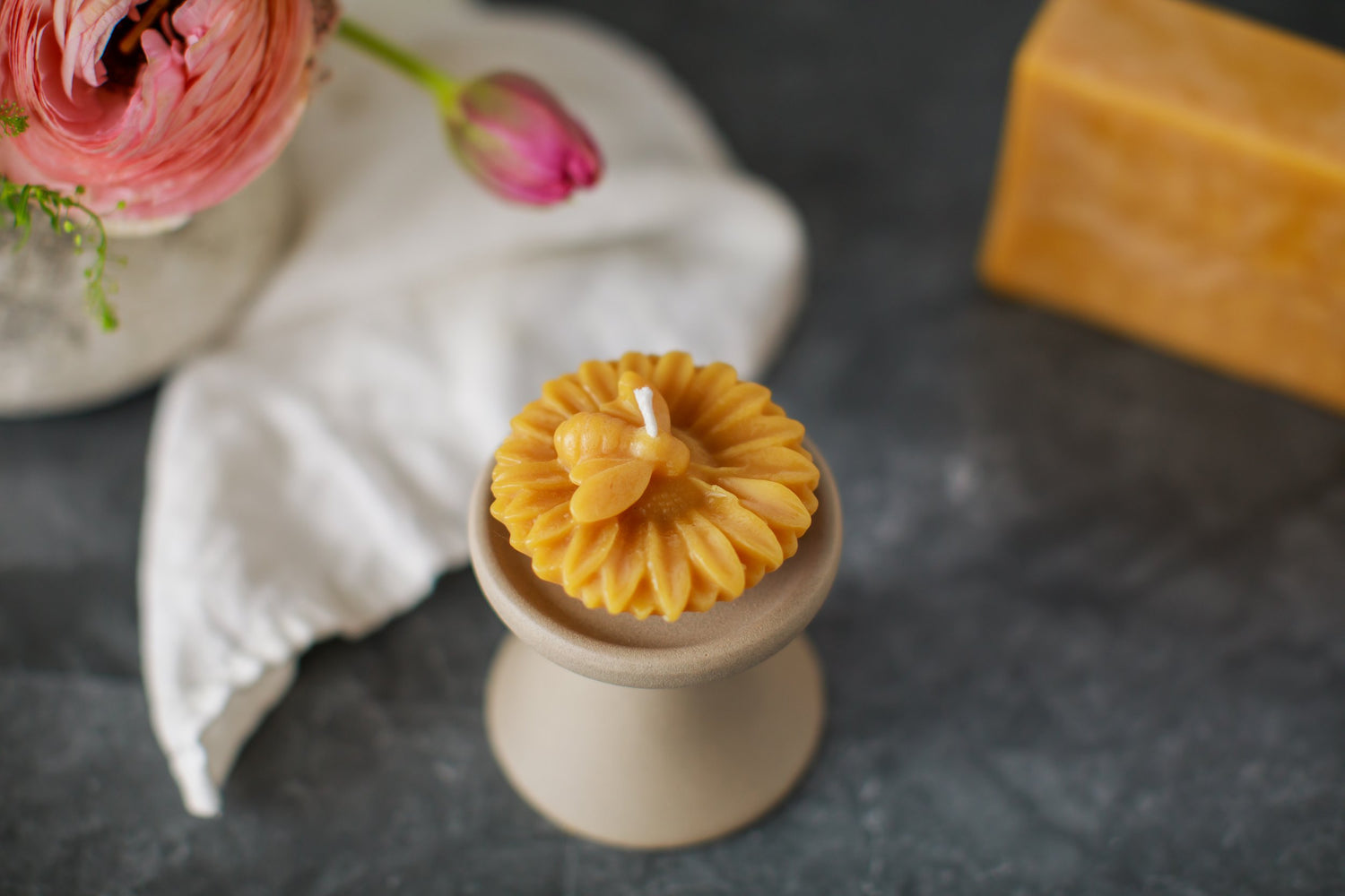 Pure Beeswax Sunny Bee Candles