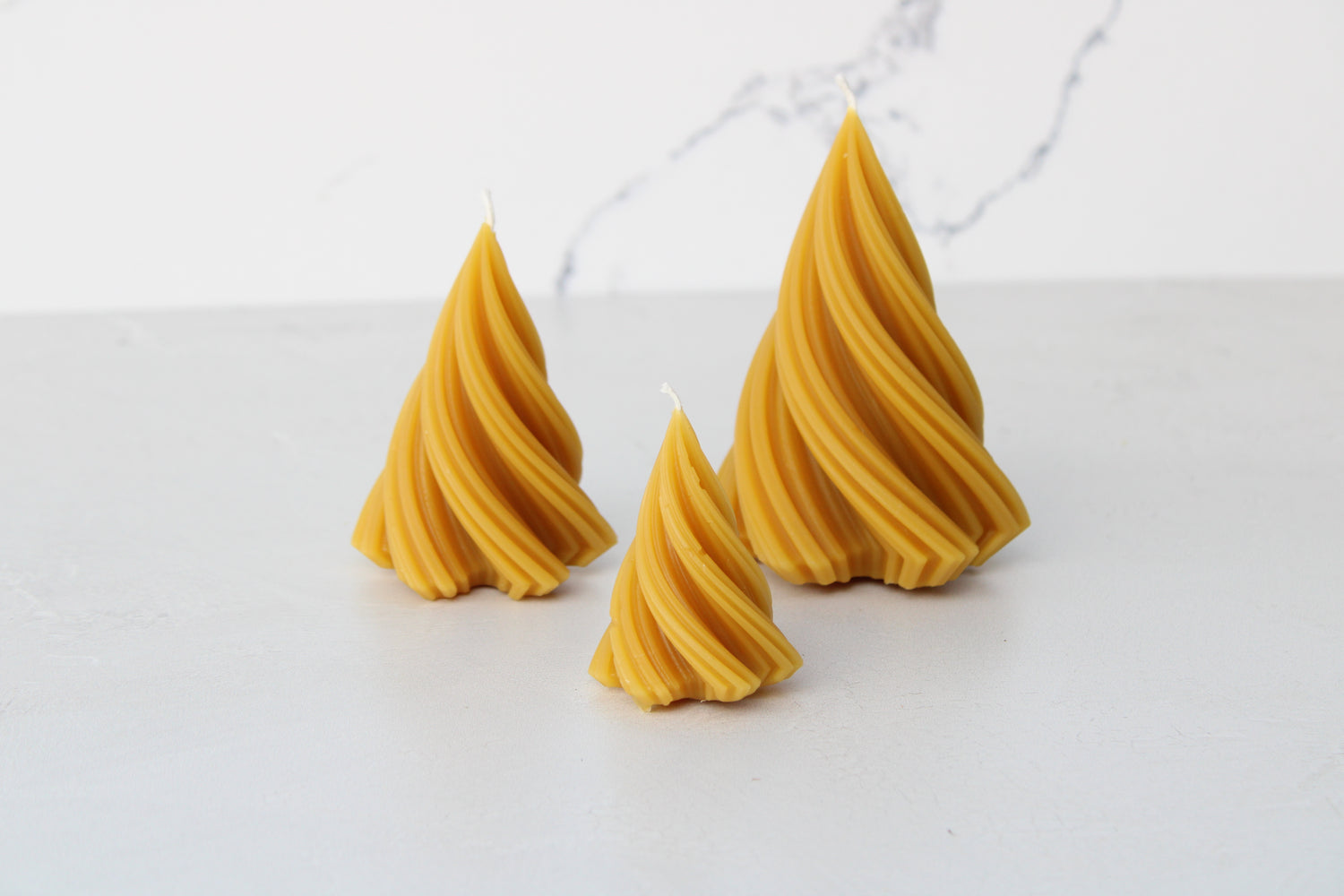 Pure Beeswax Spiral Tree Candle Set