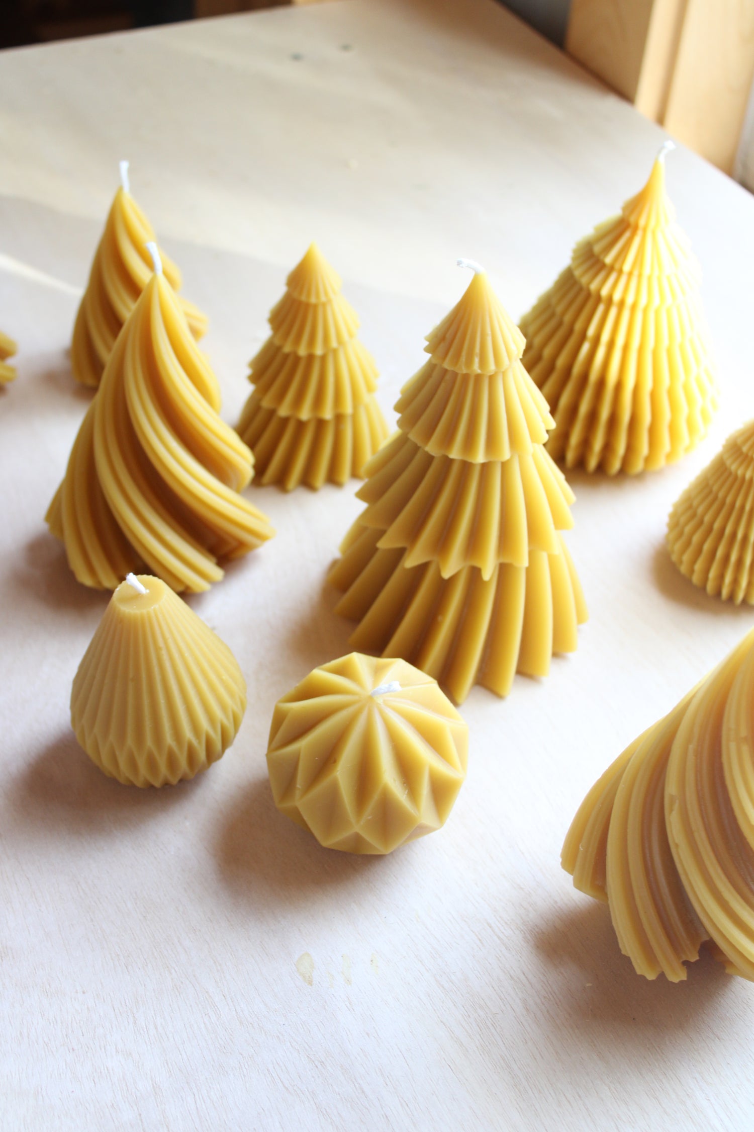 Pure Beeswax Feathered Tree Candle