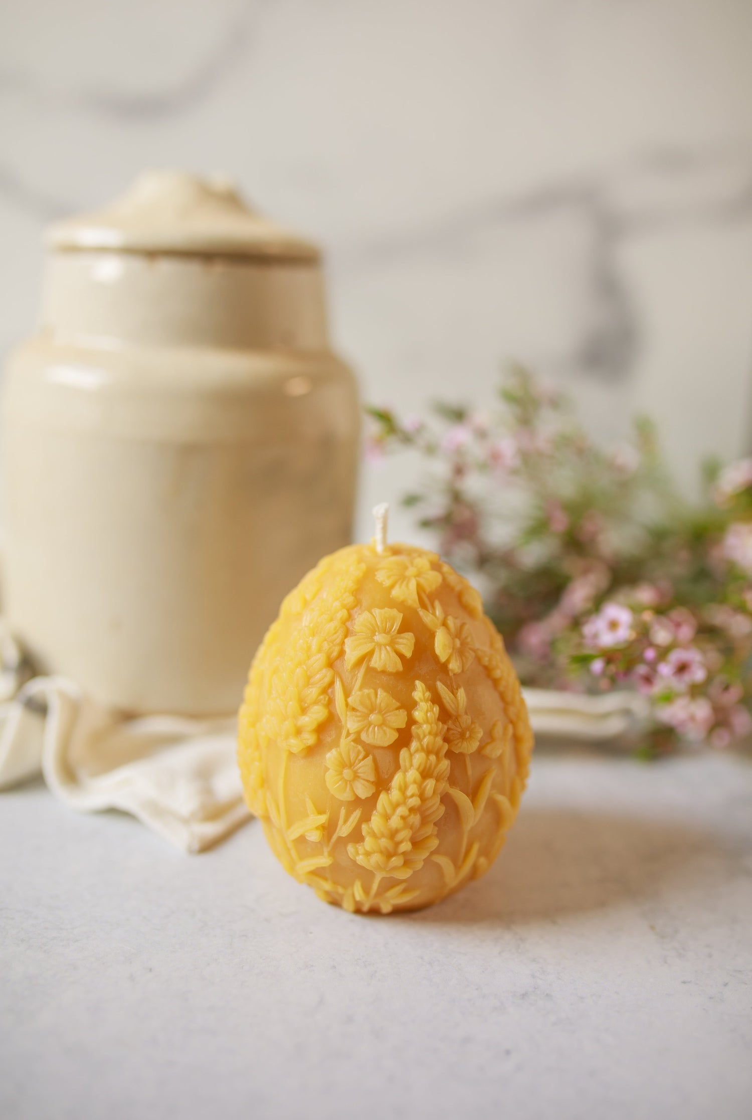 Pure Beeswax Wildflower Egg Candles