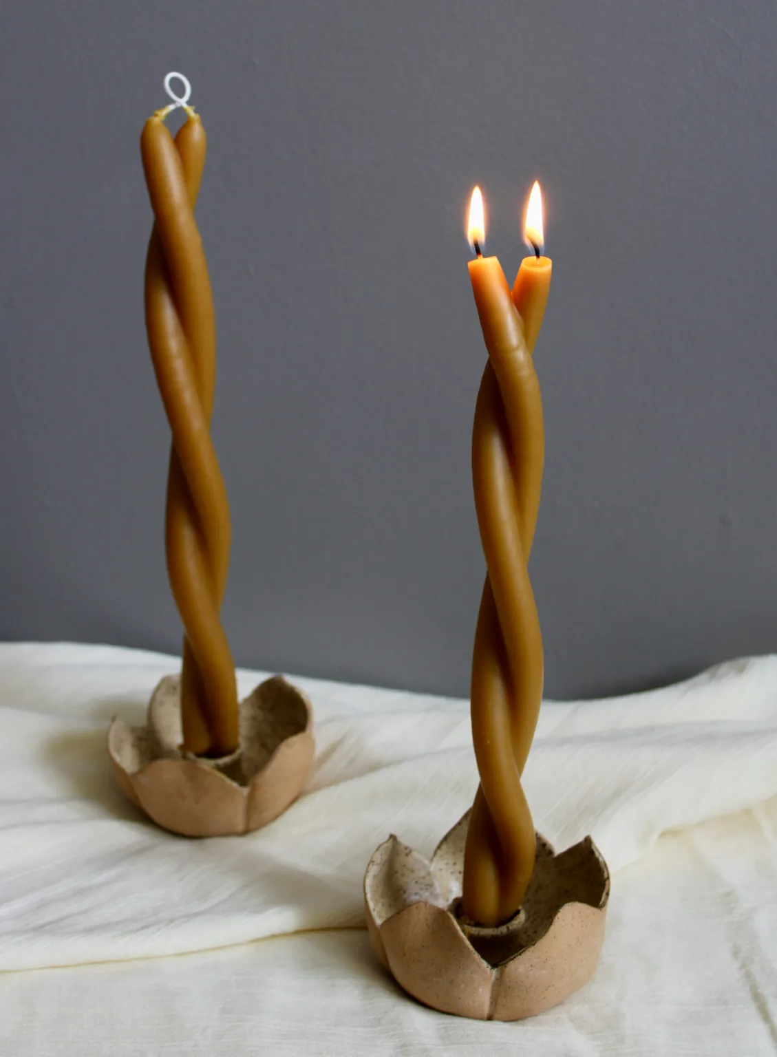 Double Flame Pure Beeswax Tapers