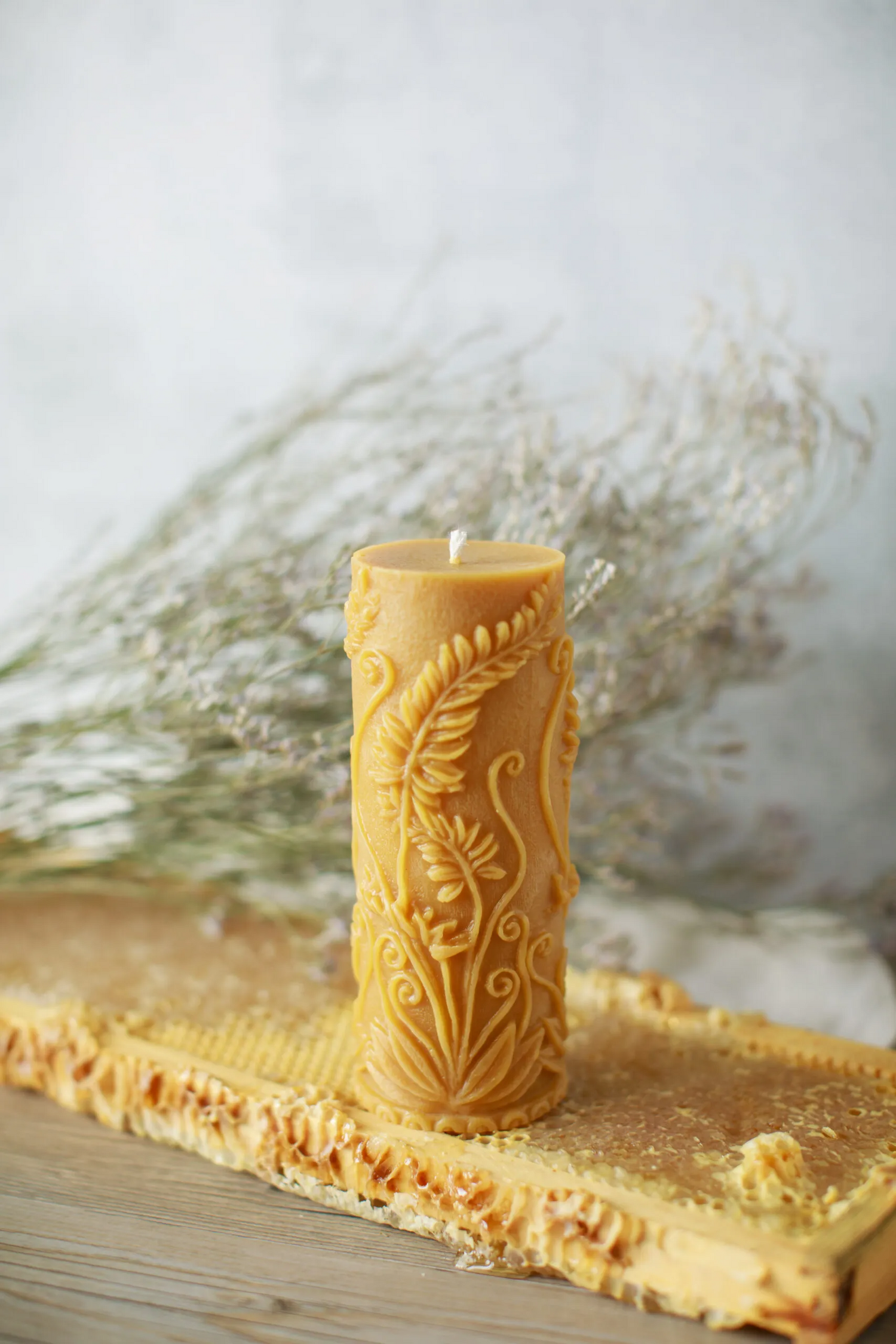 Fern Pillar Pure Beeswax Candles
