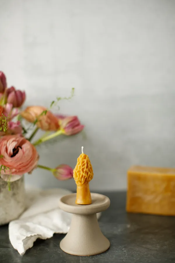 Pure Beeswax Mini Morel Mushroom Candles