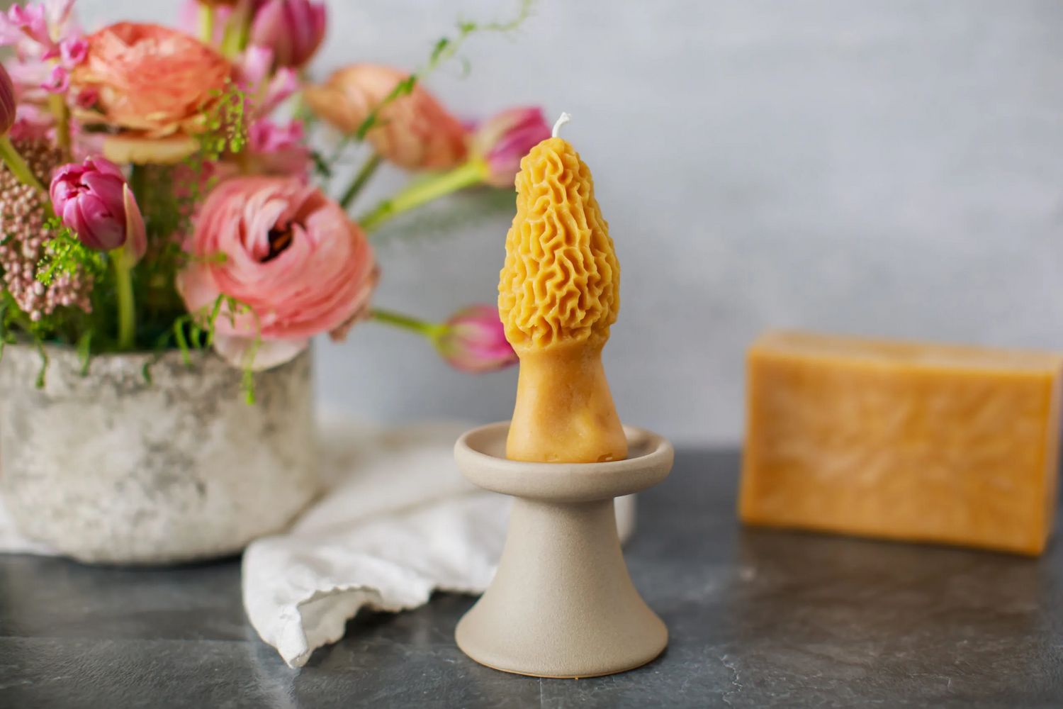 Pure Beeswax Morel Mushroom Candles