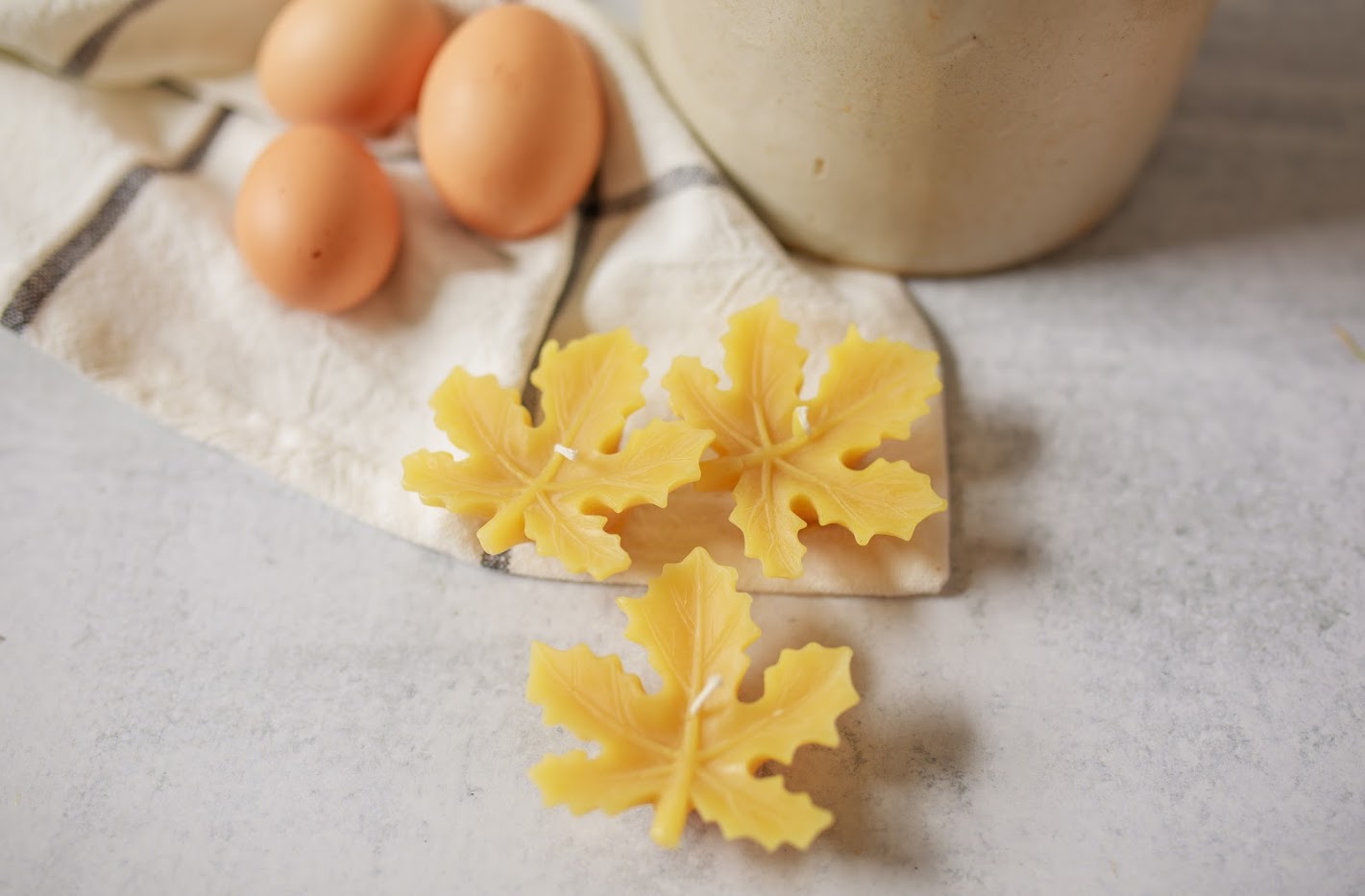 Floating Maple Leaf Beeswax Candle
