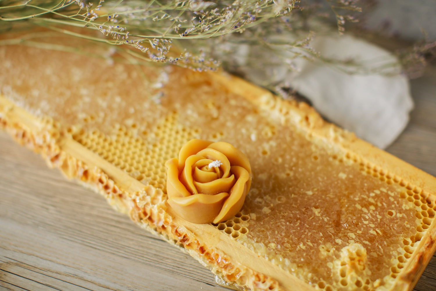 Pure Beeswax Rose Candles