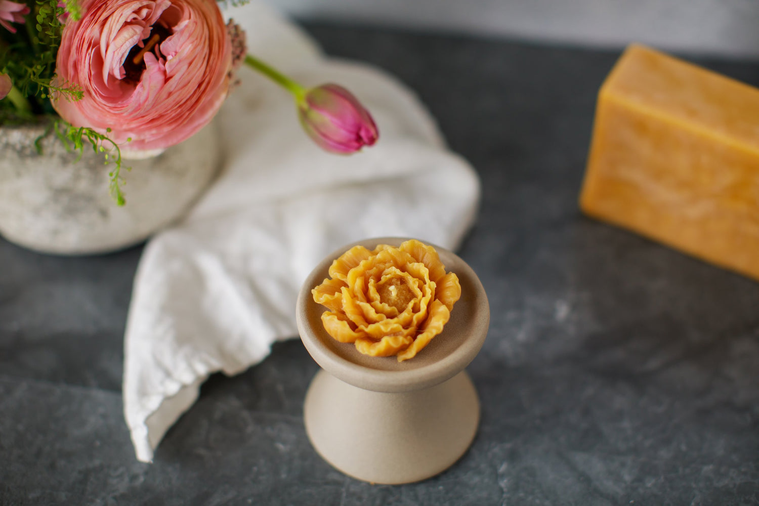 Pure Beeswax Petalled Rose Candles