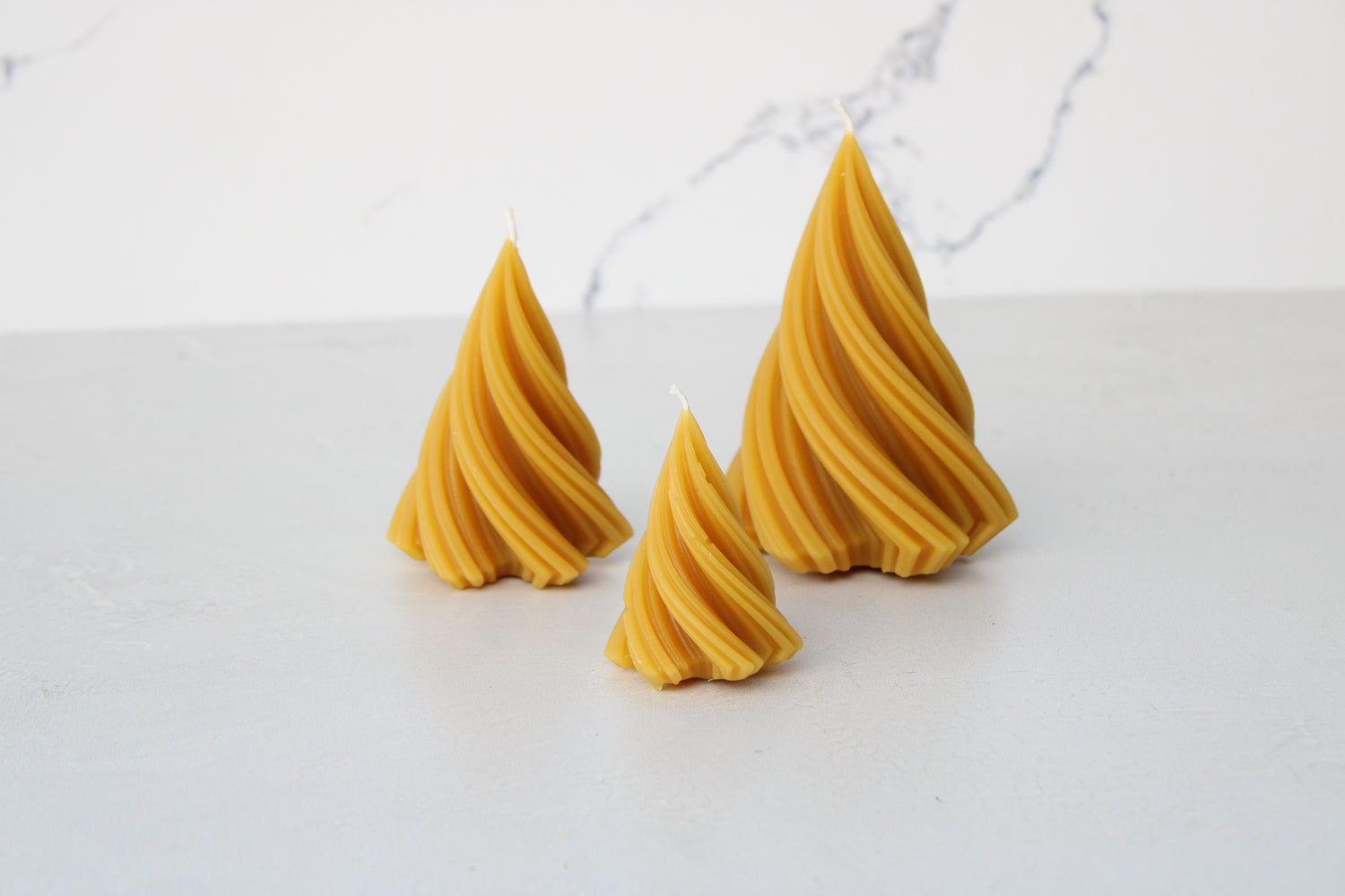 Pure Beeswax Spiral Tree Candle Set