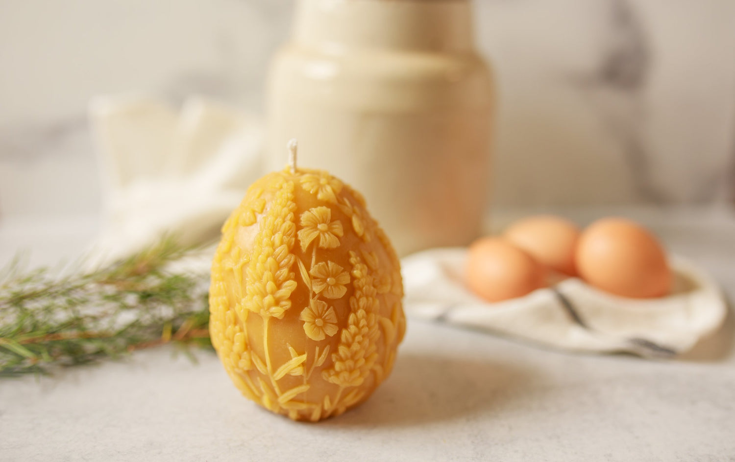 Pure Beeswax Wildflower Egg Candles