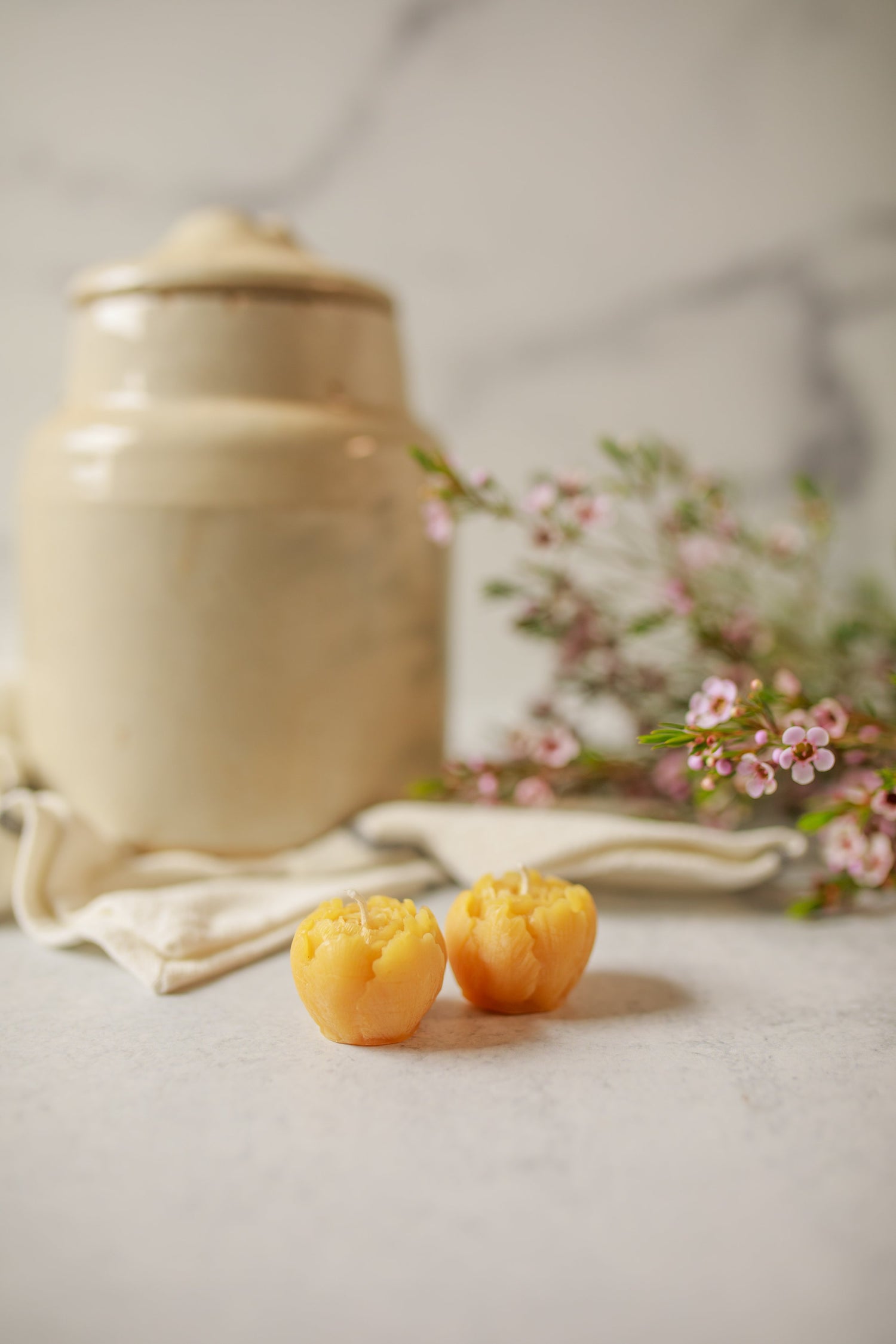 Pure Beeswax Ranunculus Bud Candles