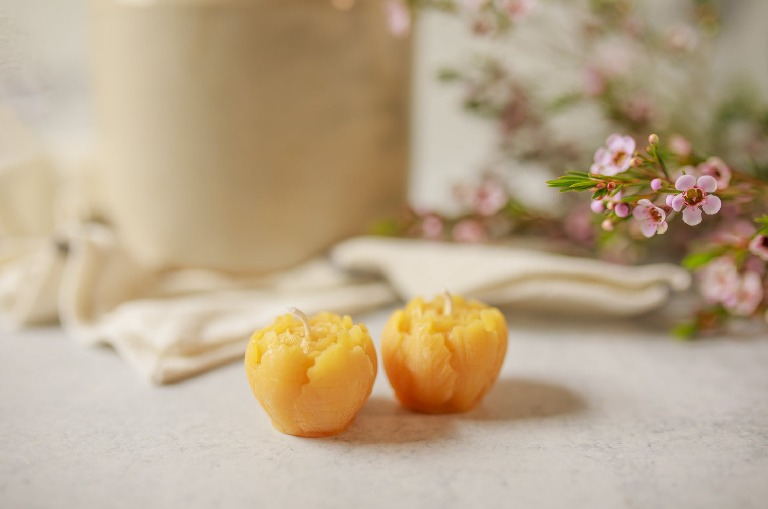 Pure Beeswax Ranunculus Bud Candles