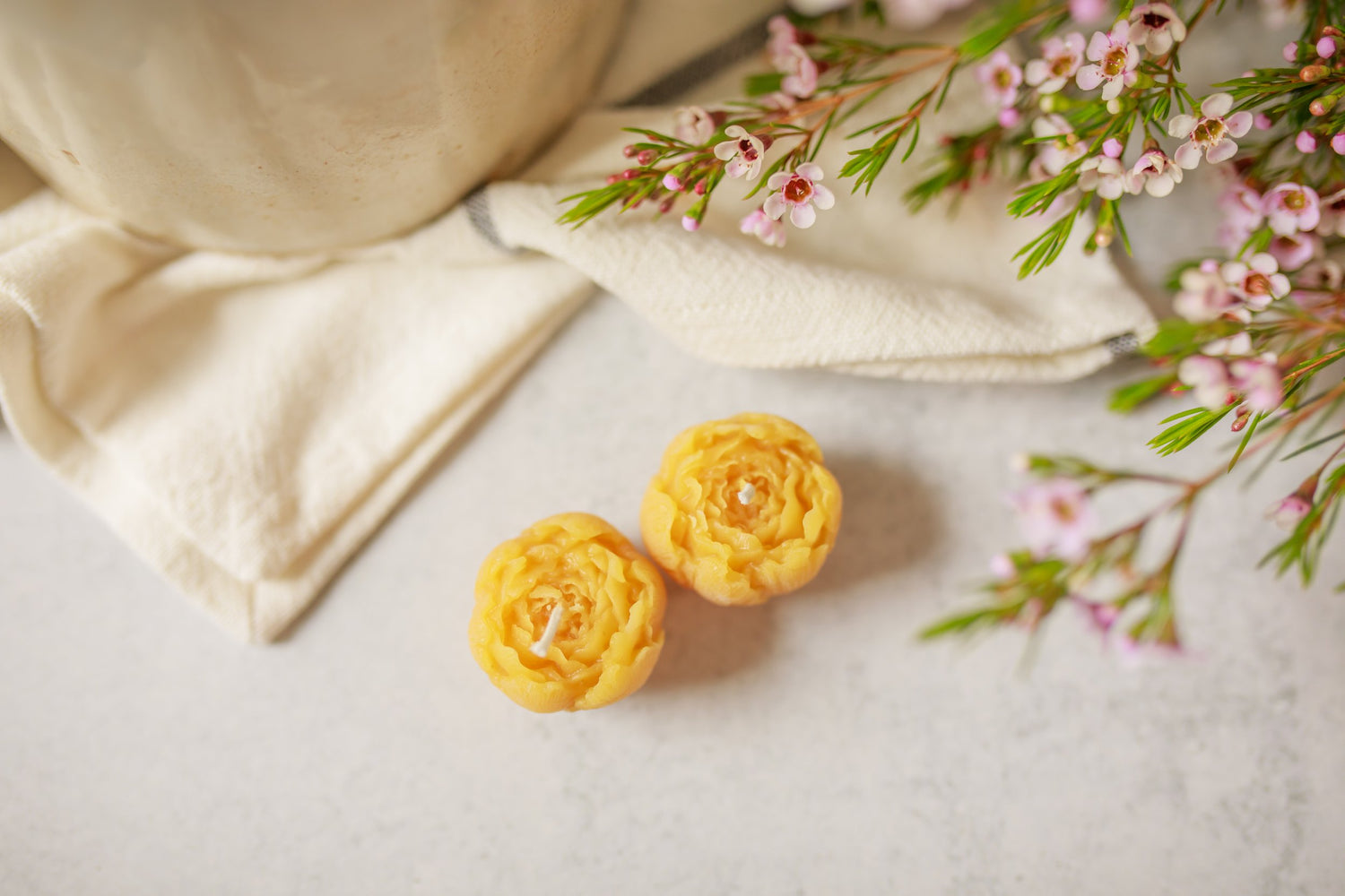 Pure Beeswax Ranunculus Bud Candles