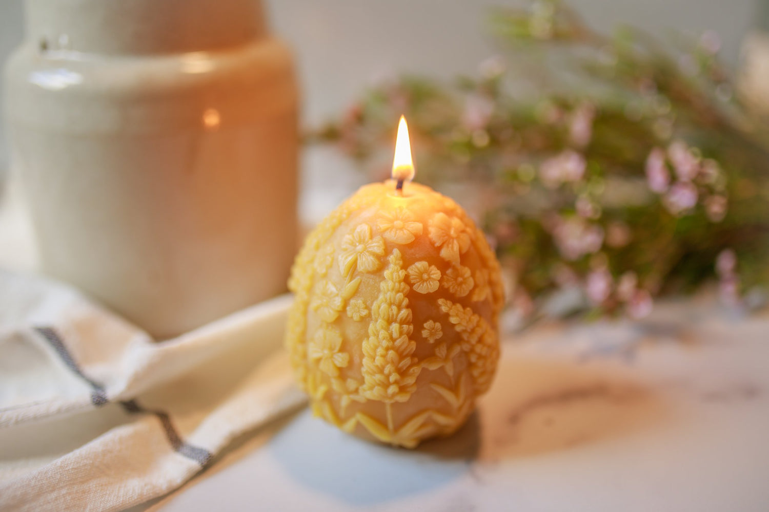 Pure Beeswax Wildflower Egg Candles