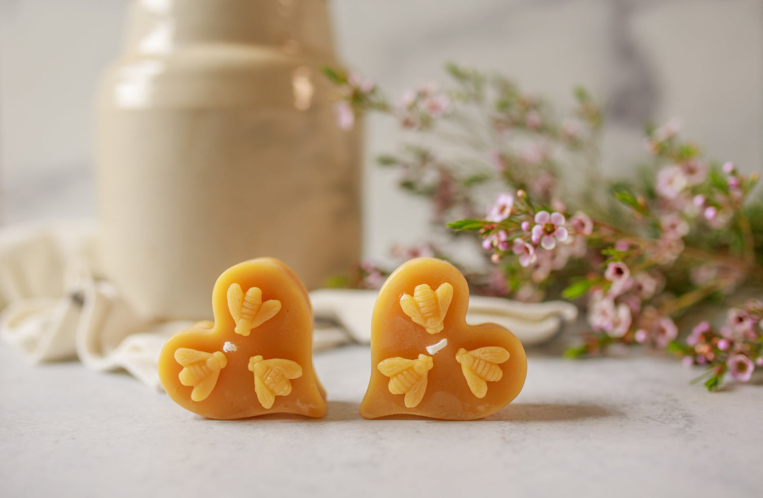 Honey Bee Heart Beeswax Candle