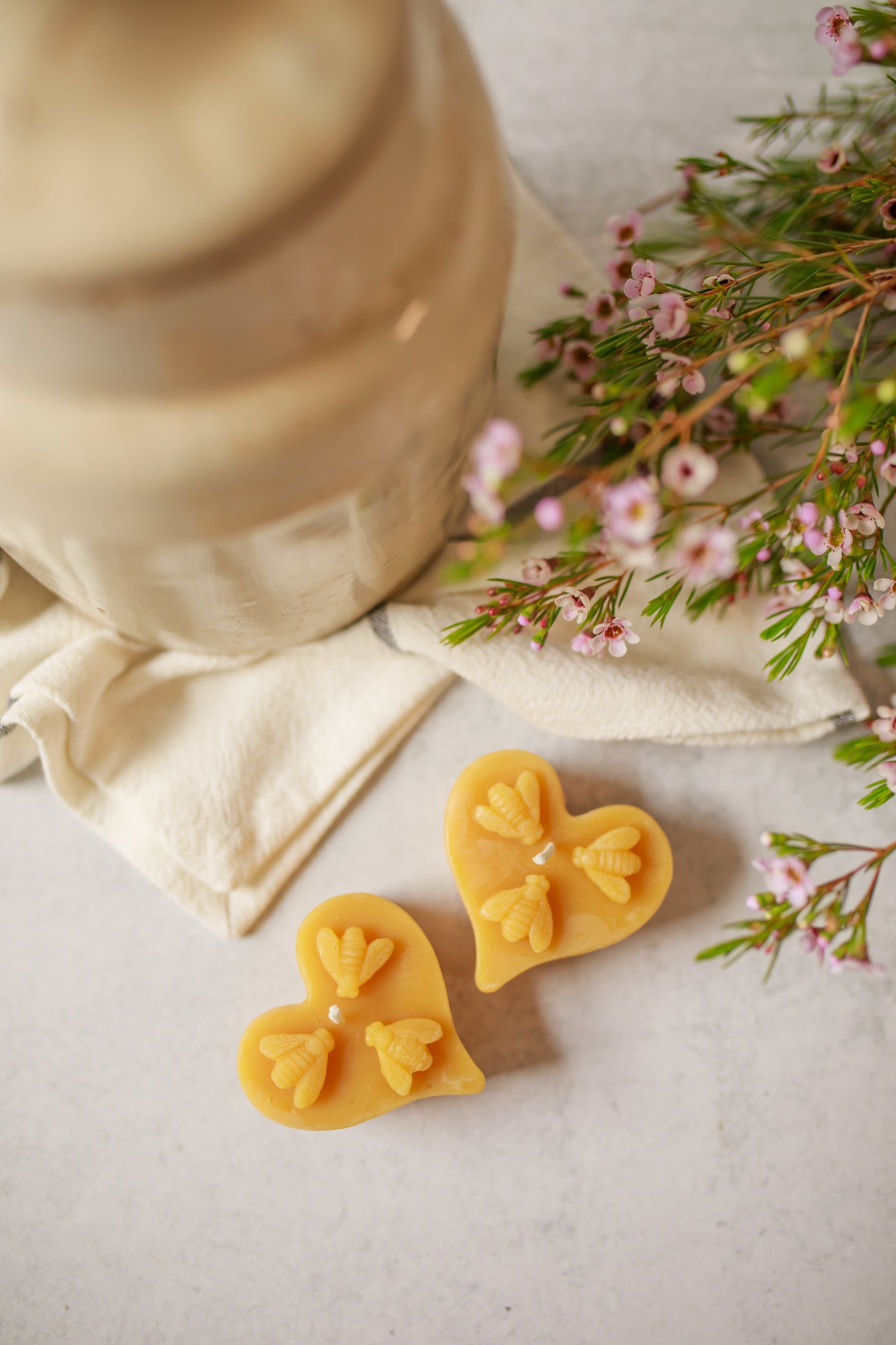 Honey Bee Heart Beeswax Candle
