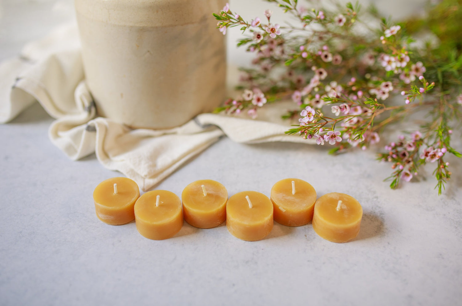 Pure Beeswax Tea Light Candles (Case of 6)