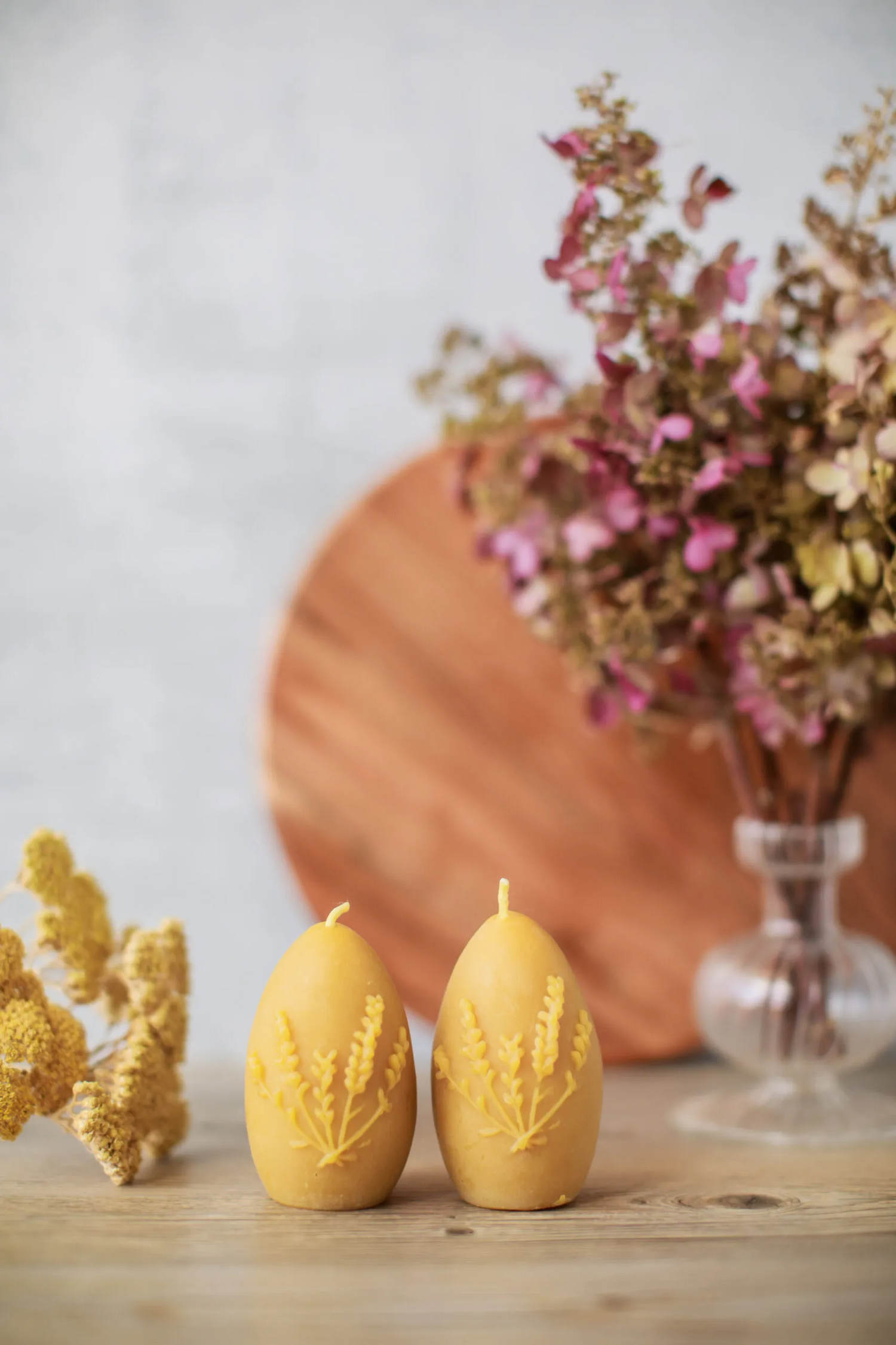 Pure Beeswax Lavender Egg Candles