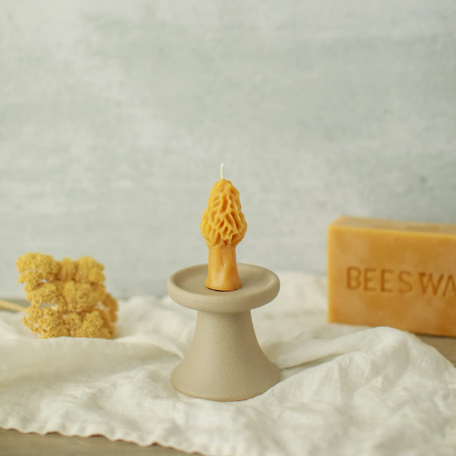 Pure Beeswax Mini Morel Mushroom Candles (Case of 6)