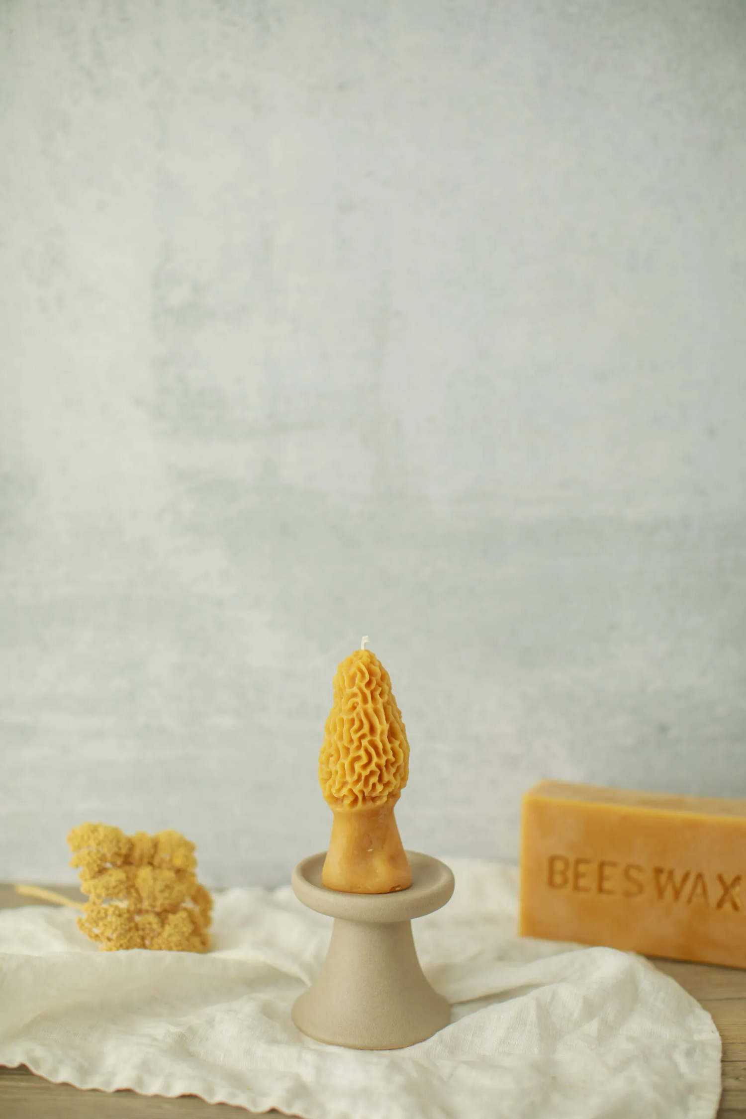 Pure Beeswax Morel Mushroom Candles